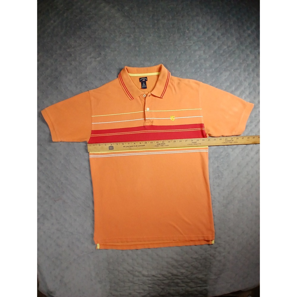 US Polo Assn Mens Orange Striped Pique Polo Shirt Short Sleeve Size M Cotton - Picture 3 of 6